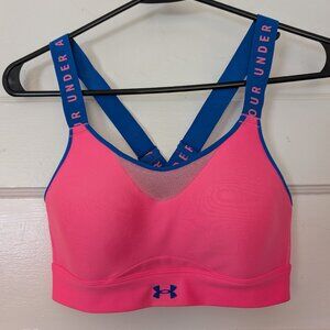 Under Armour Running Sports Bra Fitted Hot Pink Neon